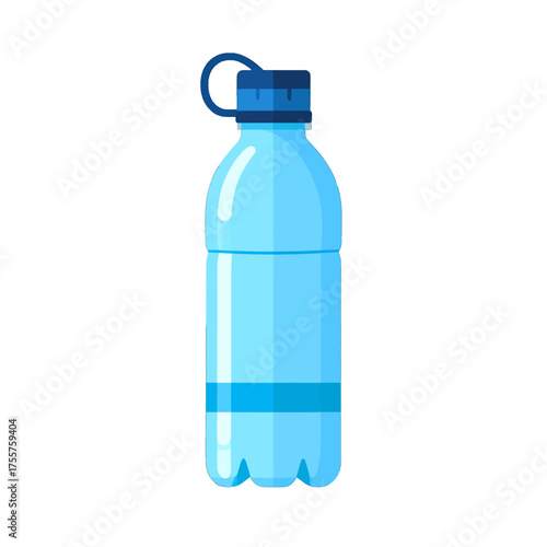 Aqua Blue Plastic Water Bottle with Dark Blue Cap in Isolated White Background Refreshment and Hydration Theme for Adobe Stock Photos