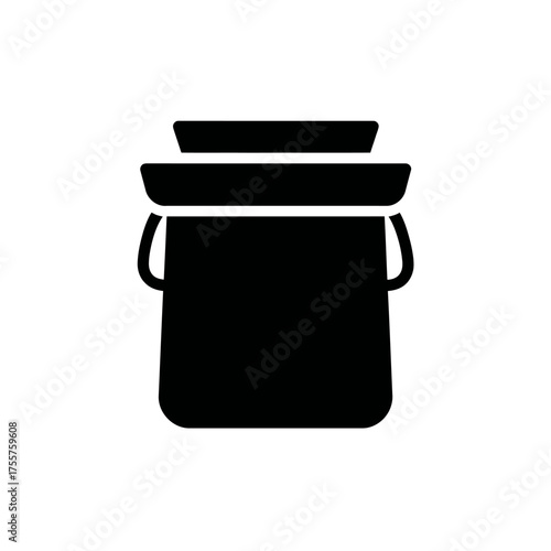 Simple black icon of a milk can with handles