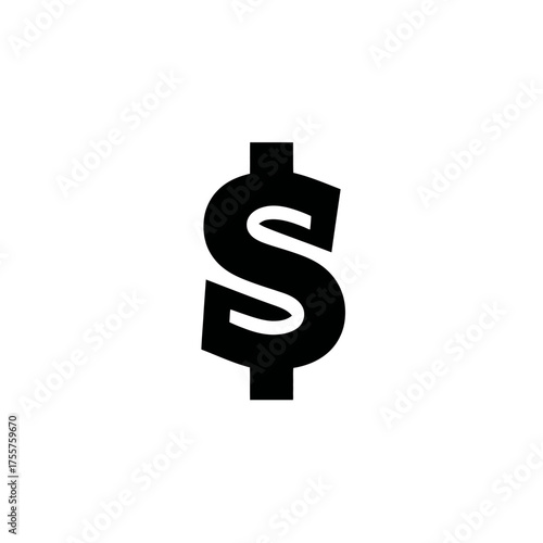 A bold, black dollar sign stands out against a stark white background