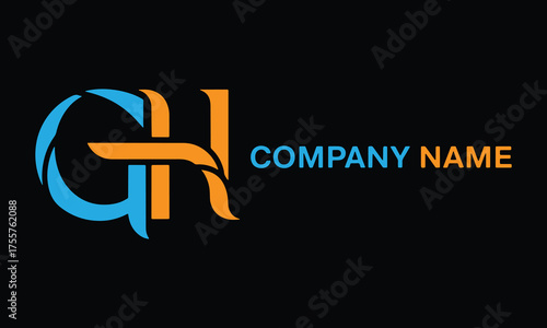 Modern gh letter mark logo design glowing effect company branding identity