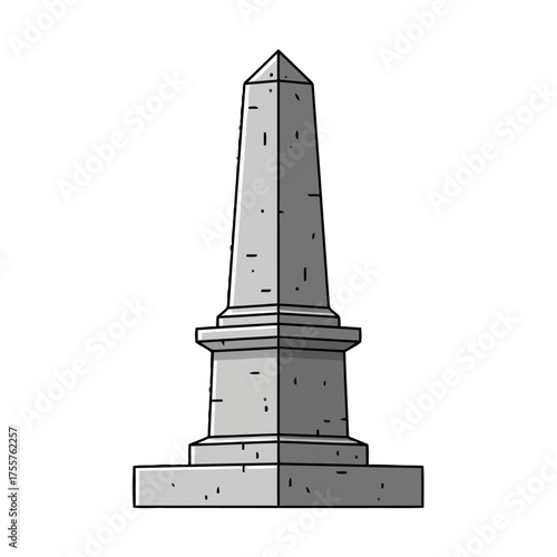 Stone obelisk monument, tall, foursided, narrow tapering monument which ends in pyramidlike shape at the top