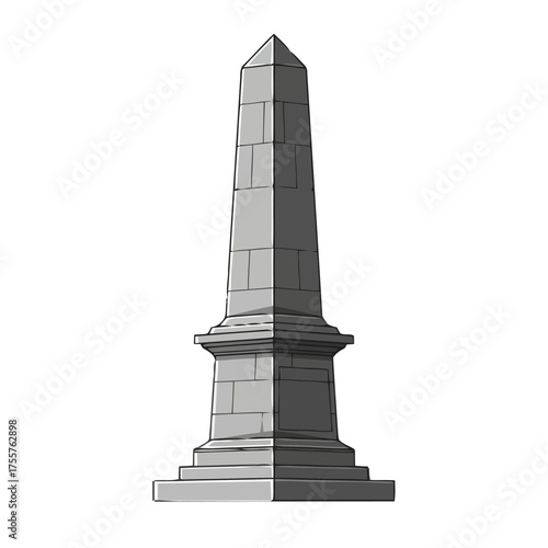 Stone obelisk monument with pointed top and tiered base