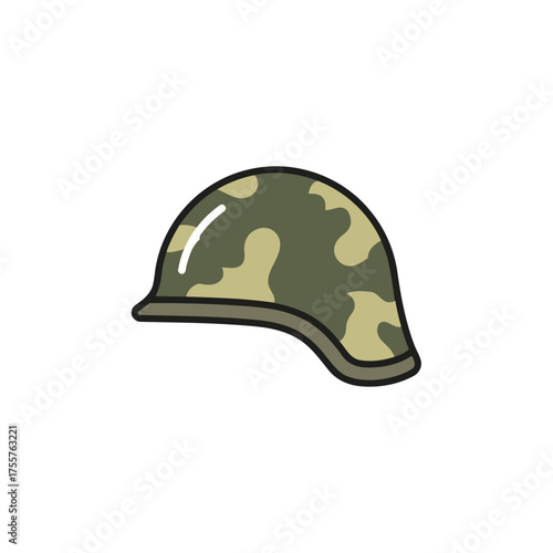 Camouflage pattern military helmet, representing army, war, and protection