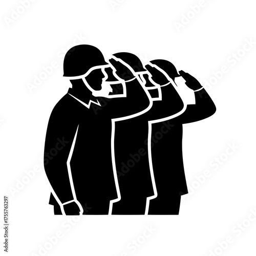 Three soldiers in silhouette saluting