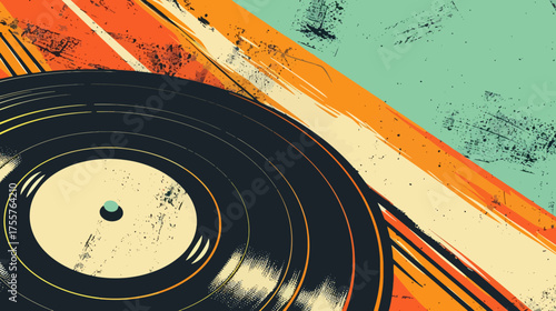 Abstract background with stylized vinyl record and retro stripes