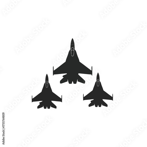 Three fighter jets in formation, silhouetted against transparent
