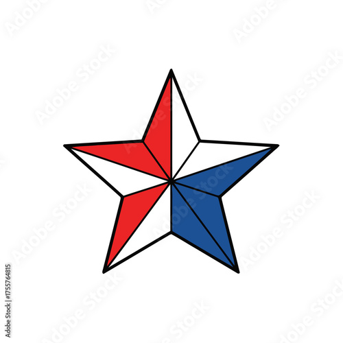 Fivepointed star with segments colored red, , and blue, isolated on transparent, representing patriotism and national pride