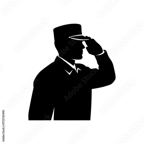 Silhouette military officer saluting