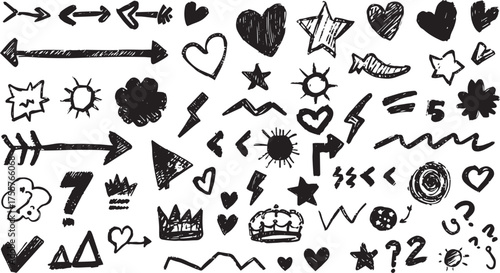 Hand-Drawn Doodle Elements Vector – Sketchy Arrows, Symbols, and Icons