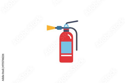 A flat design illustration of a red fire extinguisher silhouette
