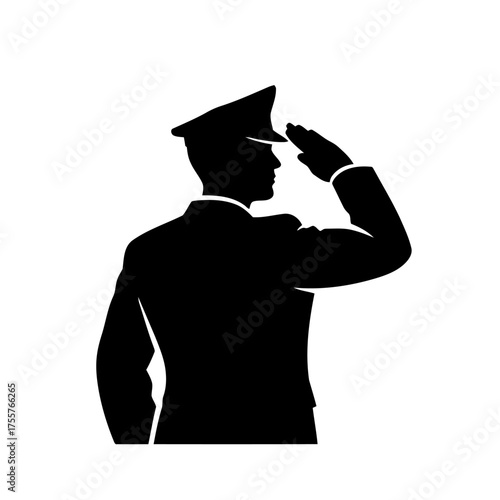 Silhouette man in military uniform saluting