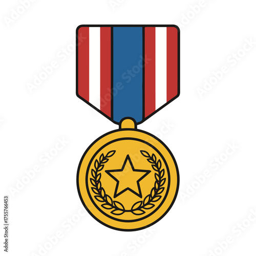 Golden medal with star and laurel wreath