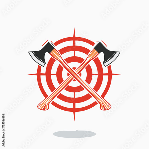 An Axe Target, Axe Throwing Sport Theme Illustration