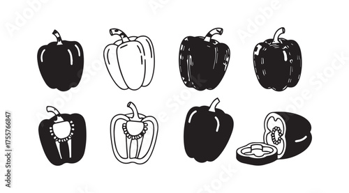 Vibrant collection of bell peppers fresh vegetables isolated on healthy food ingredient vector