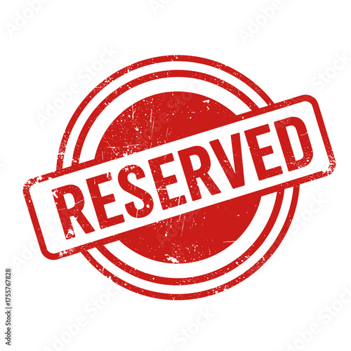 Red reserved stamp on white background with circular design  