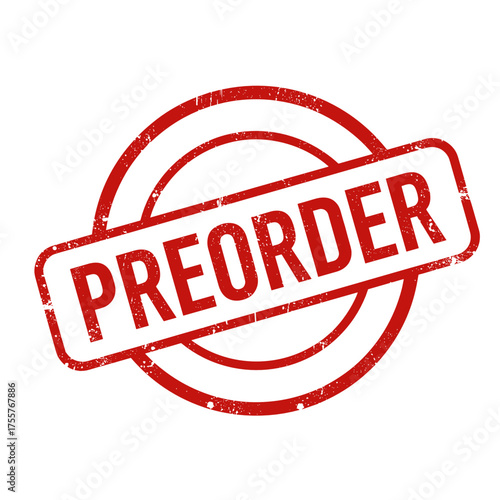 Red preorder stamp on white background  