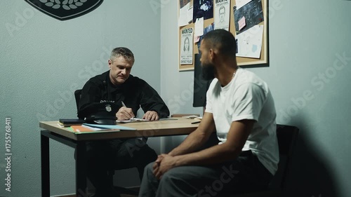 Wallpaper Mural African American male witness giving statement to police officer, interrogation Torontodigital.ca