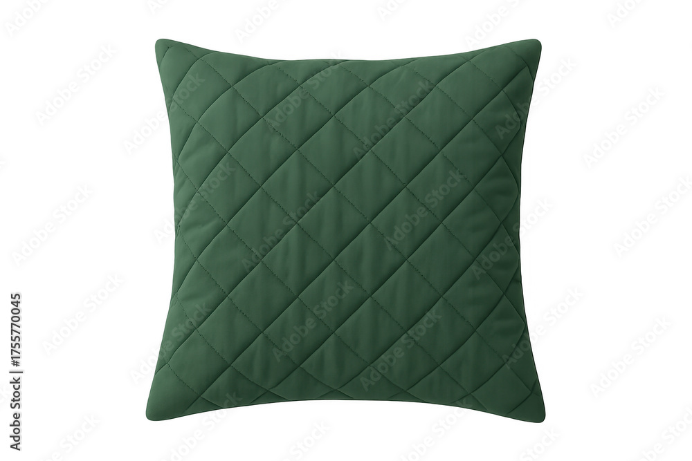 Obraz premium Quilted green decorative pillow cushion on transparent background