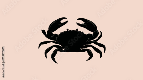 Black crab silhouette on a pale peach background