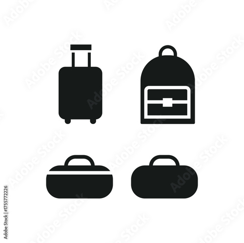 Vector travel luggage icons set scalable suitcase backpack duffle bag luggage bag