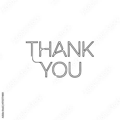 Minimalist line text that says thank you in modern font, isolated on transparent, conveying gratitude and appreciation in simple yet elegant design