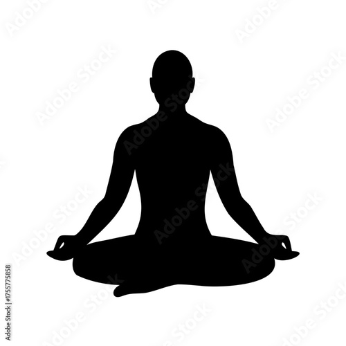 Silhouette of a person meditating in lotus position, symbolizing peace and mindfulness