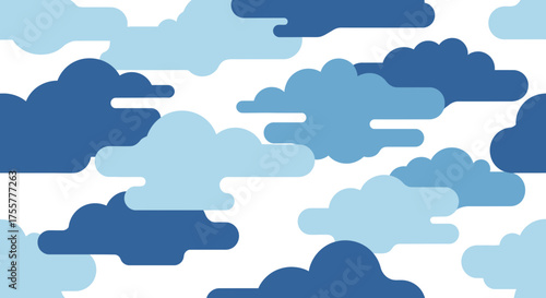 Serene blue sky pattern with fluffy clouds, perfect for calming backgrounds, peaceful designs, and dreamy projects, originally a scalable vector graphic