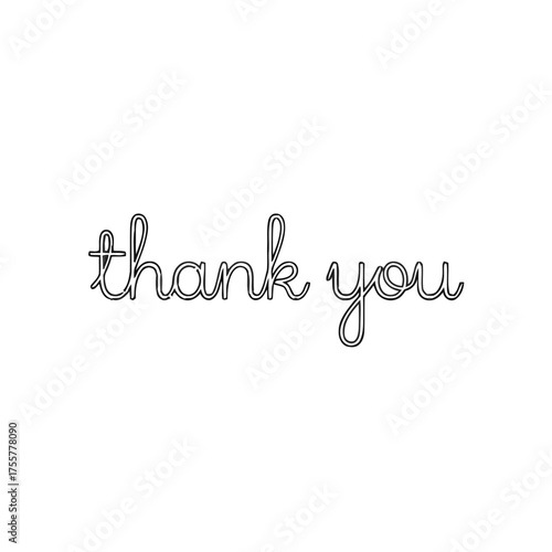 Handwritten thank you text in simple, elegant script, isolated on clean transparent, perfect for expressing gratitude and appreciation in various contexts