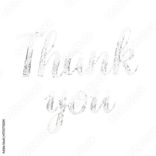 The words thank you written in stylized, glittery, handwritten font with distressed texture, appearing as if drawn with chalk or similar material, isolated on transparent