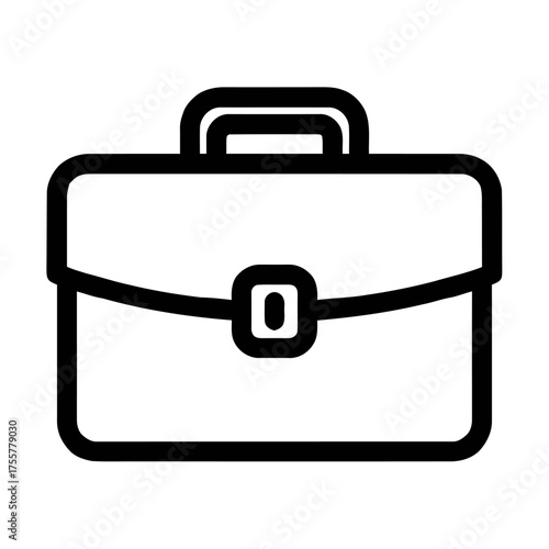 Simple black and line icon briefcase, representing business, travel, and work