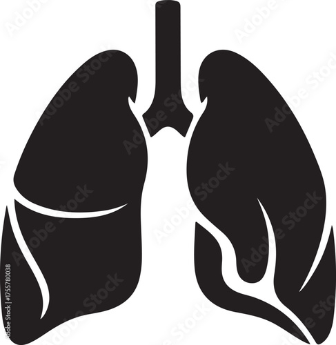 lungs silhouette on white background