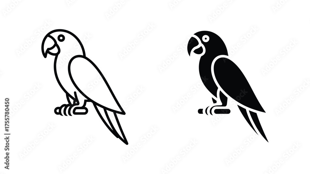 Fototapeta premium Vector art of parrot icon, a symbol of tropical wildlife, vibrant colors, and intelligent communication, often kept as a cherished companion bird