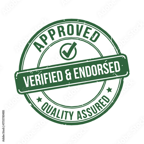 Verified & Endorsed Stamp with Checkmark and Quality Assured Banner