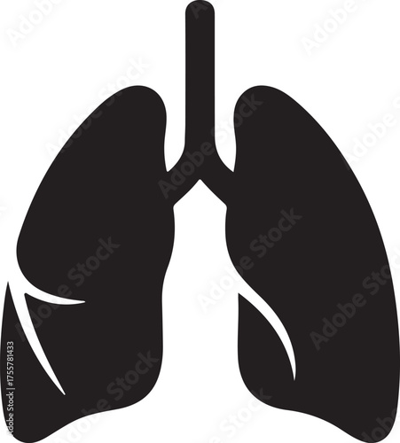 lungs silhouette on white background