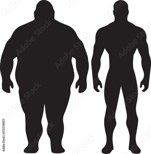 Before and After Male Fitness - Body Transformation Silhouette

