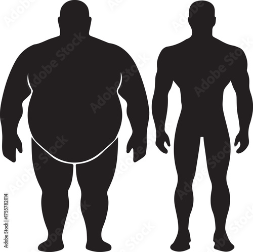 Before and After Male Fitness - Body Transformation Silhouette
