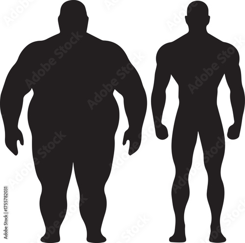 Before and After Male Fitness - Body Transformation Silhouette
