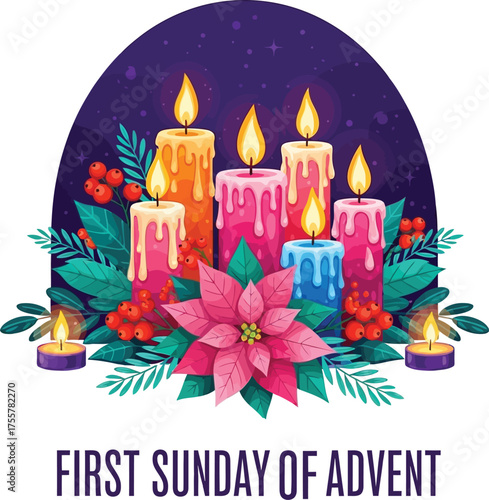 Festive Holiday Celebration with Lit Advent Candles and Winter Florals
