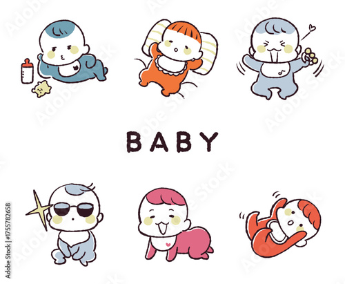 赤ちゃんのイラストセット
