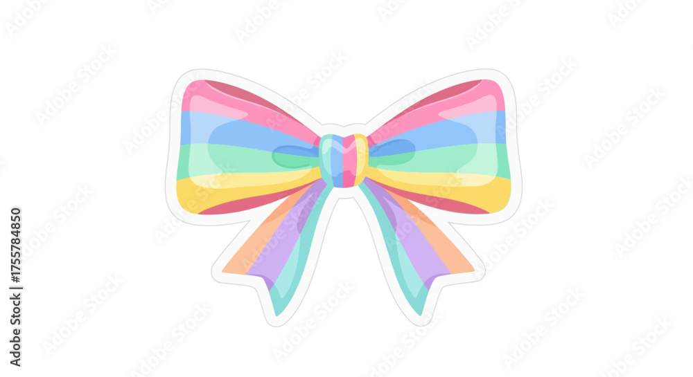 Fototapeta premium Colorful Rainbow Striped Bow Tie Illustration.