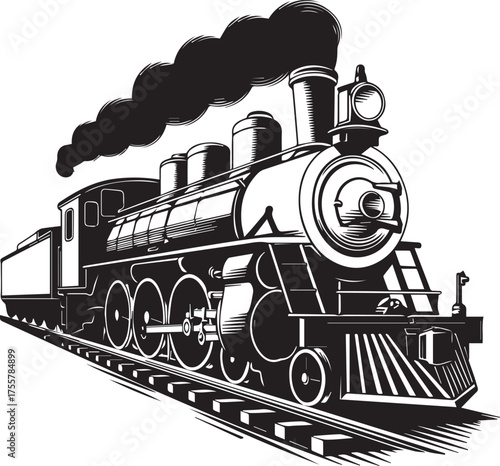 vintage steam locomotive on railroad tracks 