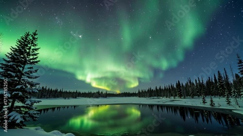 northern lights dancing over a frozen lake
