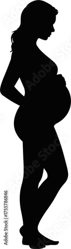 Pregnant Woman Silhouette Vector Illustration