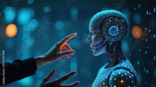 Digital Intelligence Connection: Human Chatting With Virtual Assistant.