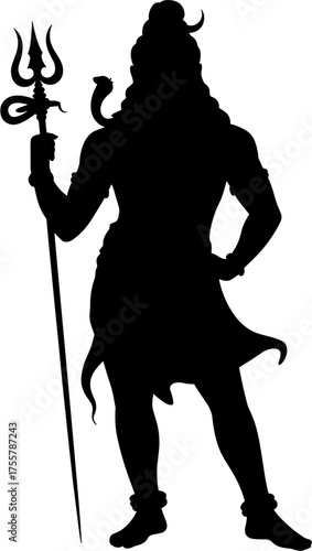 God Shiva Silhouette Vector Illustration