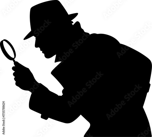 Obraz na plátně Detective Silhouette Vector Illustration
