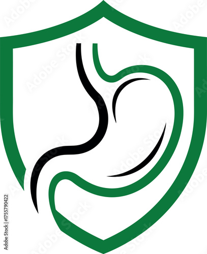  Stomach health protection shield icon