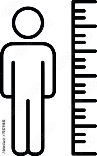  Icon of a person standing next to a ruler or measuring tape, indicating height or measurement