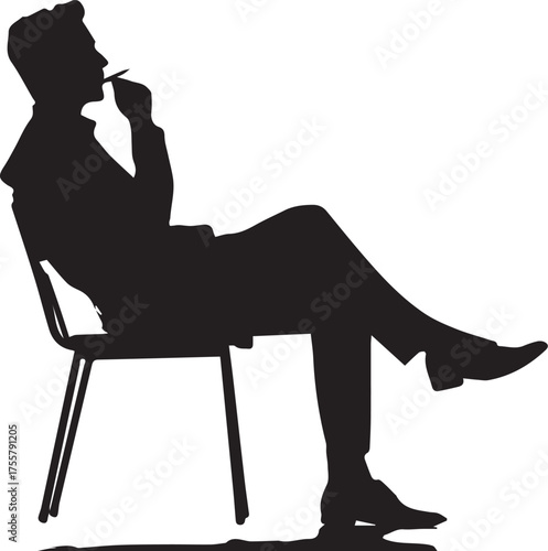 Silhouette of a Seated Person in Thoughtful Pose Wearing Formal Attire
