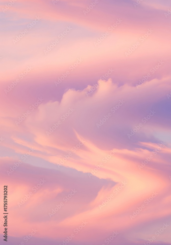 Fototapeta premium Dramatic Pastel Sky with Pink and Purple Clouds Abstract Background